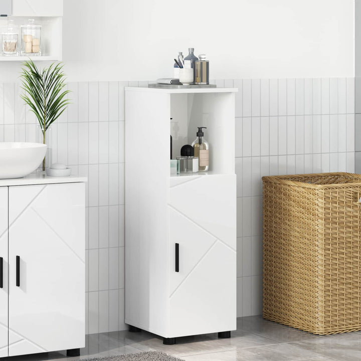 Badeværelsesskab med opbevaring Høj gloss hvid 30 x 35 x 95 cm