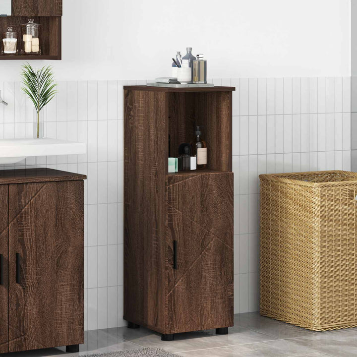 Badeværelsesskab med opbevaring med dør Brun eg 30 x 35 x 95 cm