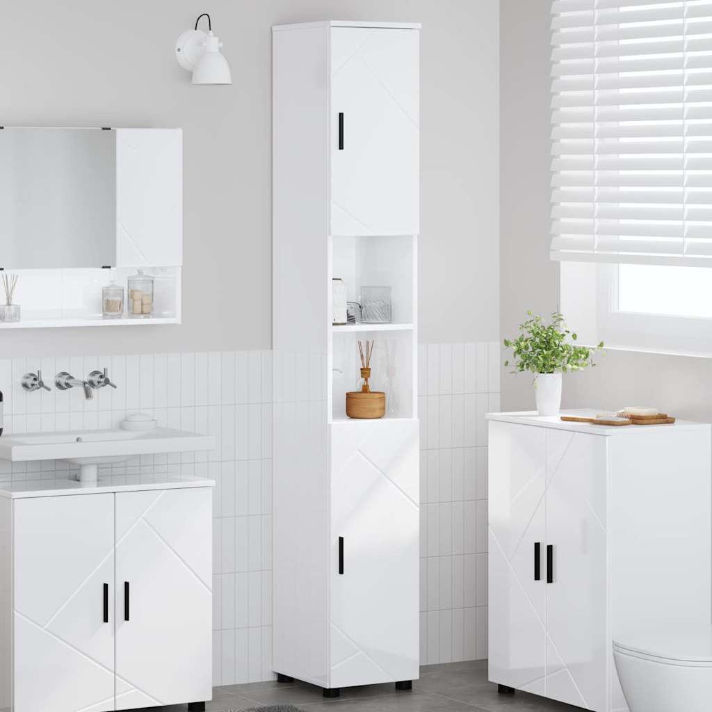 Badeværelsesskab Høj gloss hvid 30 x 35 x 192 cm