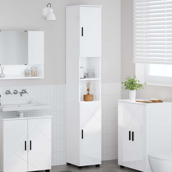 Badeværelsesskab Høj gloss hvid 30 x 35 x 192 cm