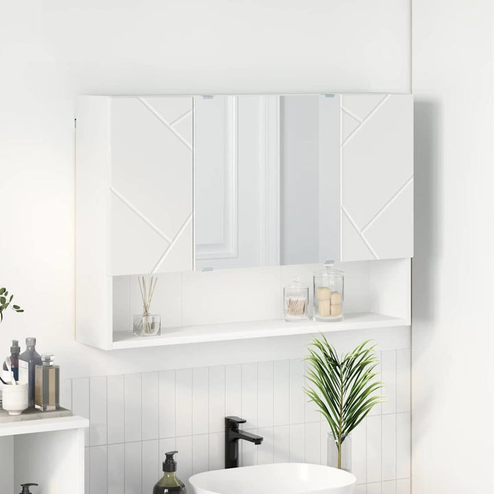Spejlskab Vægmonteret Hvid 80 x 17 x 55 cm Konstrueret træ