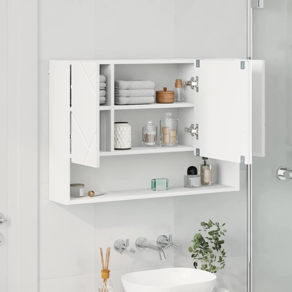 Spejlskab Vægmonteret Hvid 80 x 17 x 55 cm Konstrueret træ