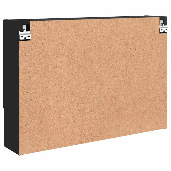 Spejlskab Vægmonteret Sort 80 x 17 x 55 cm Konstrueret træ