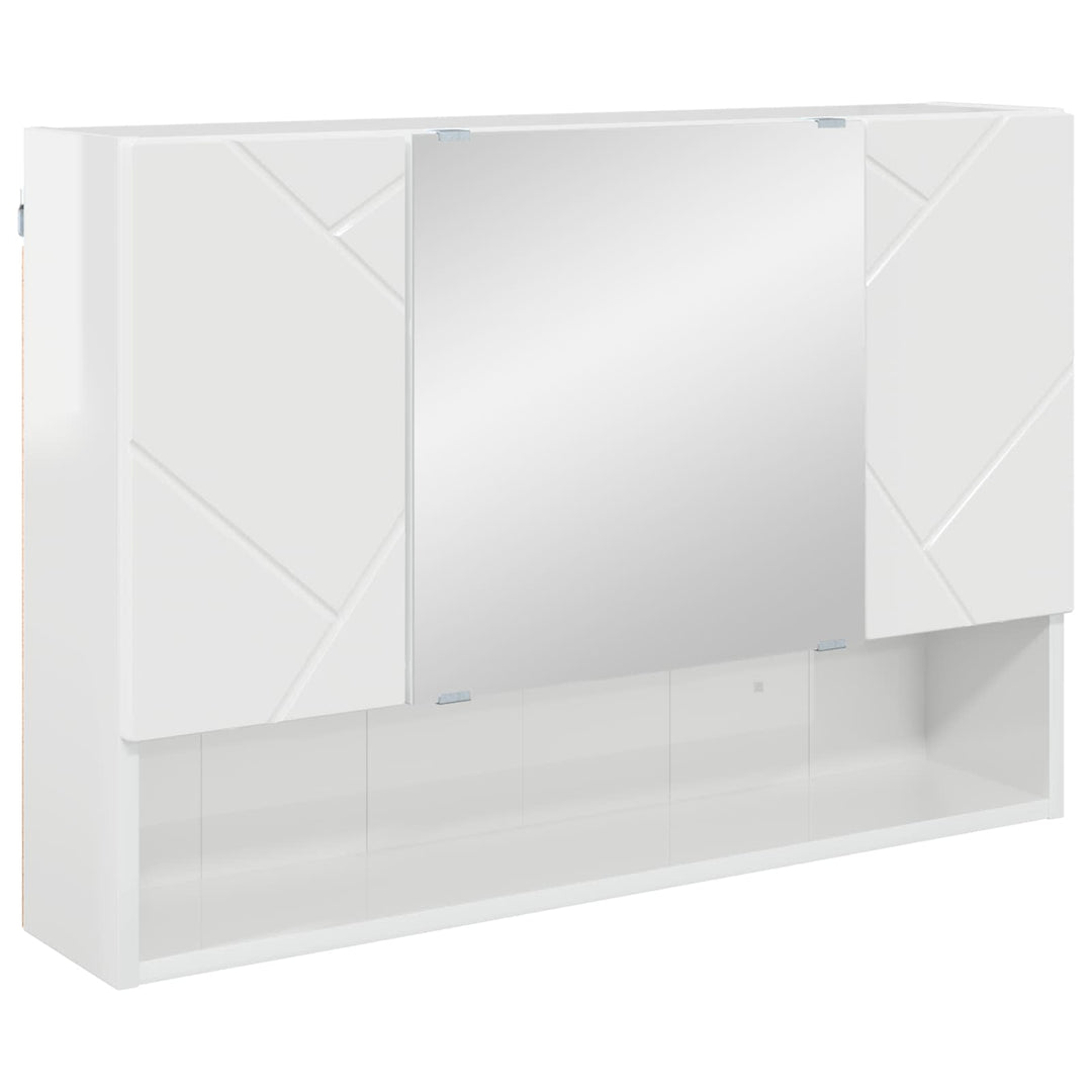 Spejlskab Høj gloss hvid 80 x 17 x 55 cm Konstrueret træ