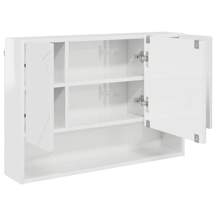 Spejlskab Høj gloss hvid 80 x 17 x 55 cm Konstrueret træ