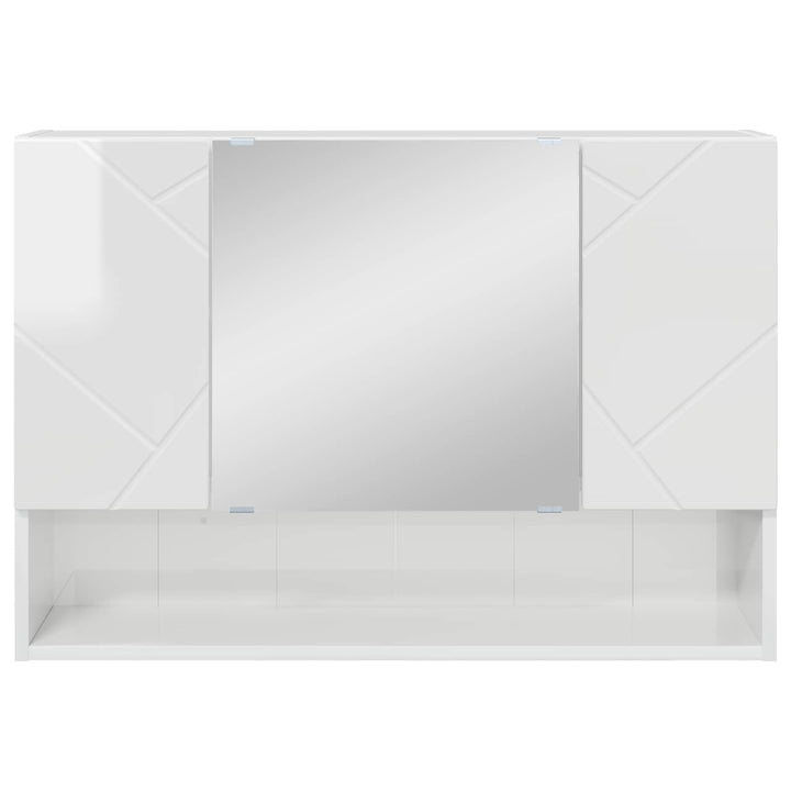 Spejlskab Høj gloss hvid 80 x 17 x 55 cm Konstrueret træ