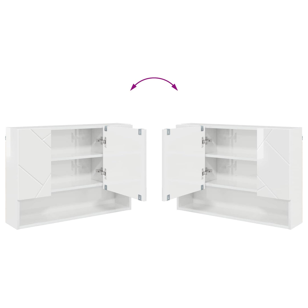Spejlskab Høj gloss hvid 80 x 17 x 55 cm Konstrueret træ