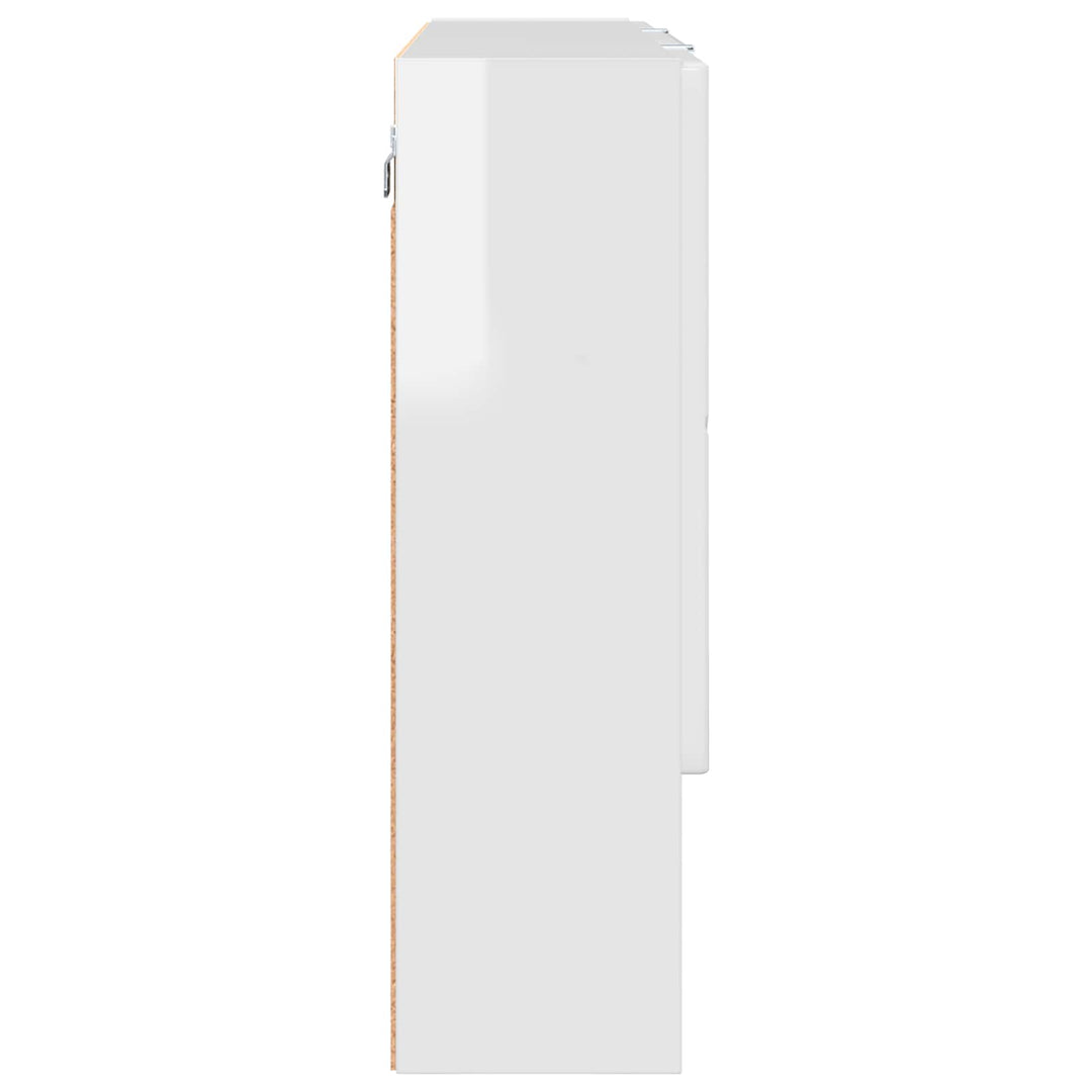 Spejlskab Høj gloss hvid 80 x 17 x 55 cm Konstrueret træ