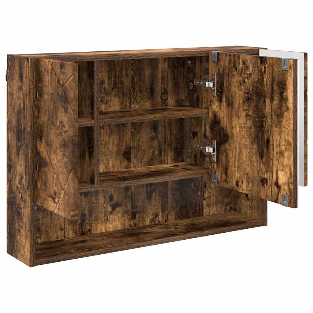 Spejlskab Vægmonteret Røget eg 80 x 17 x 55 cm Konstrueret træ