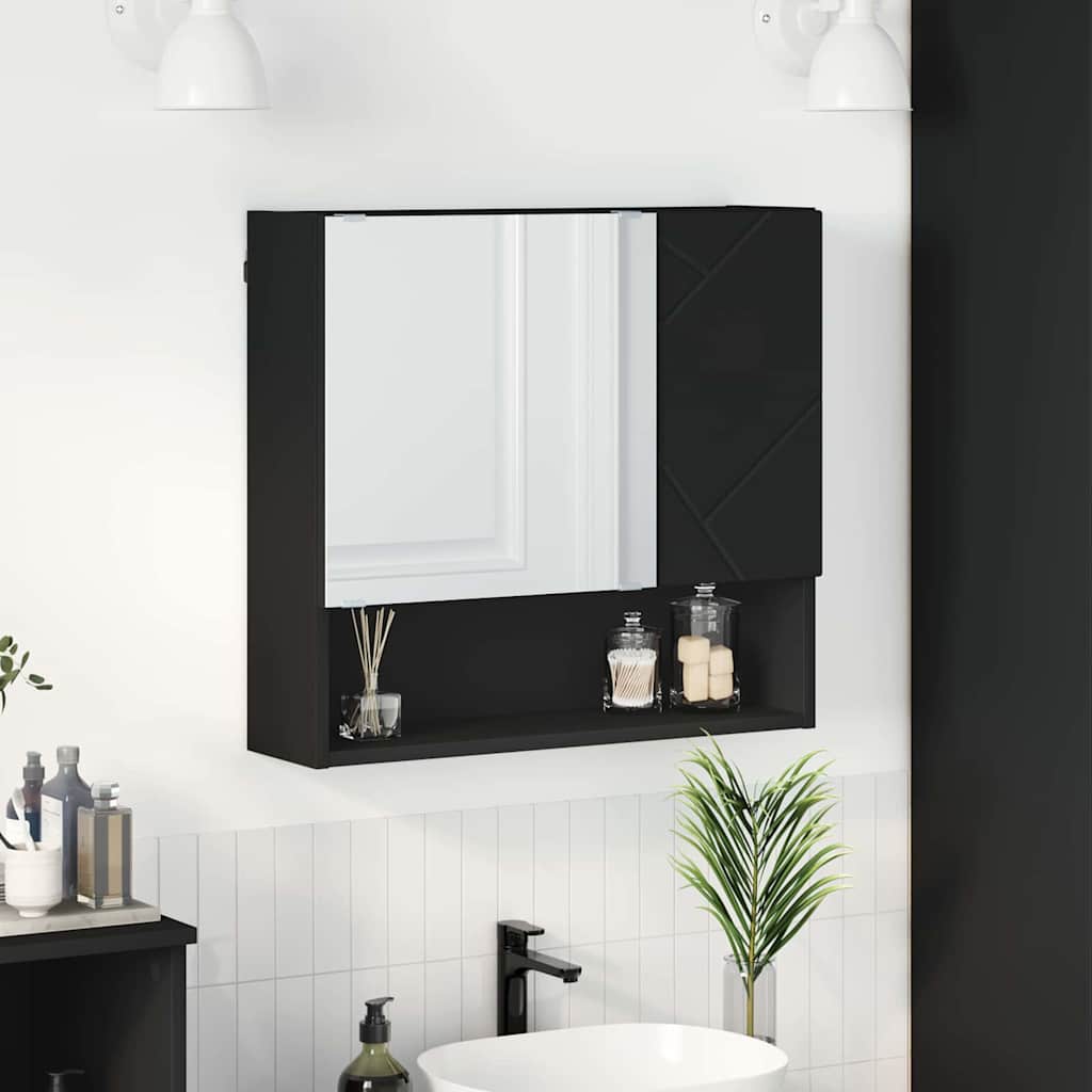 Spejlskab Vægmonteret Sort 59 x 17 x 55 cm Konstrueret træ