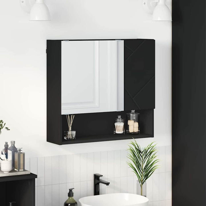 Spejlskab Vægmonteret Sort 59 x 17 x 55 cm Konstrueret træ
