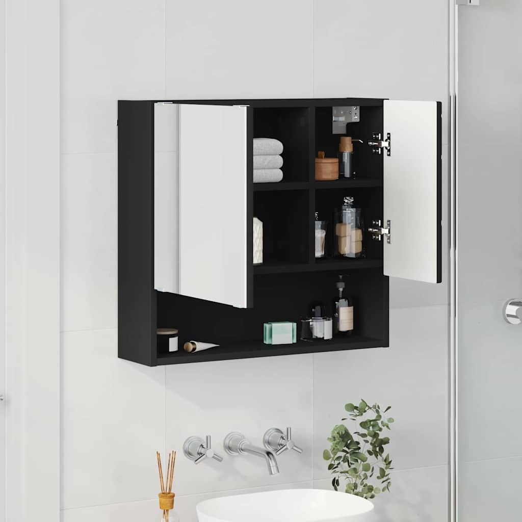 Spejlskab Vægmonteret Sort 59 x 17 x 55 cm Konstrueret træ