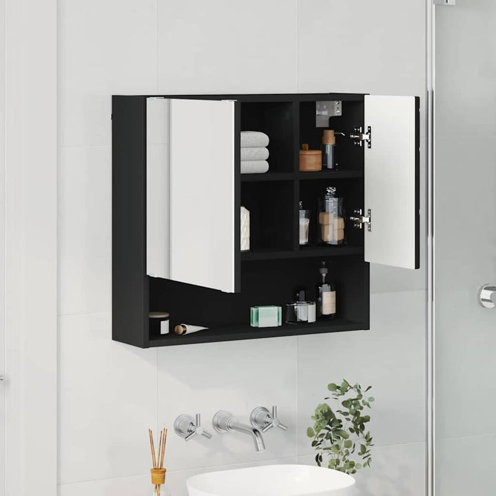 Spejlskab Vægmonteret Sort 59 x 17 x 55 cm Konstrueret træ