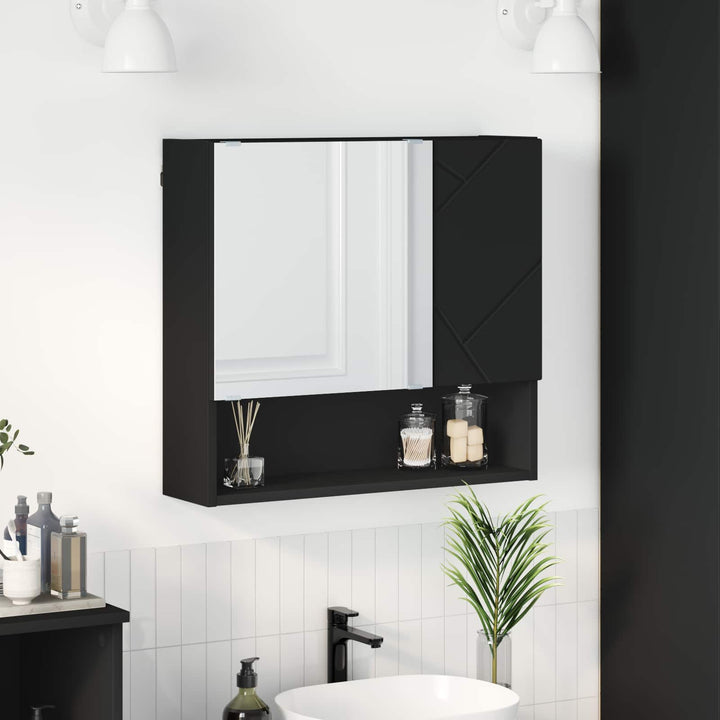 Spejlskab Vægmonteret Sort 59 x 17 x 55 cm Konstrueret træ