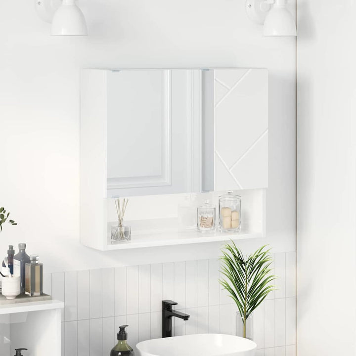 Spejlskab Høj gloss hvid 59 x 17 x 55 cm Konstrueret træ