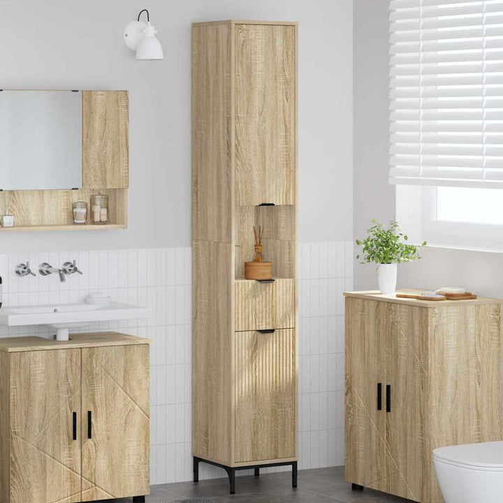 Badeværelsesskab med skuffe Sonoma eg 31,5 x 33 x 190 cm