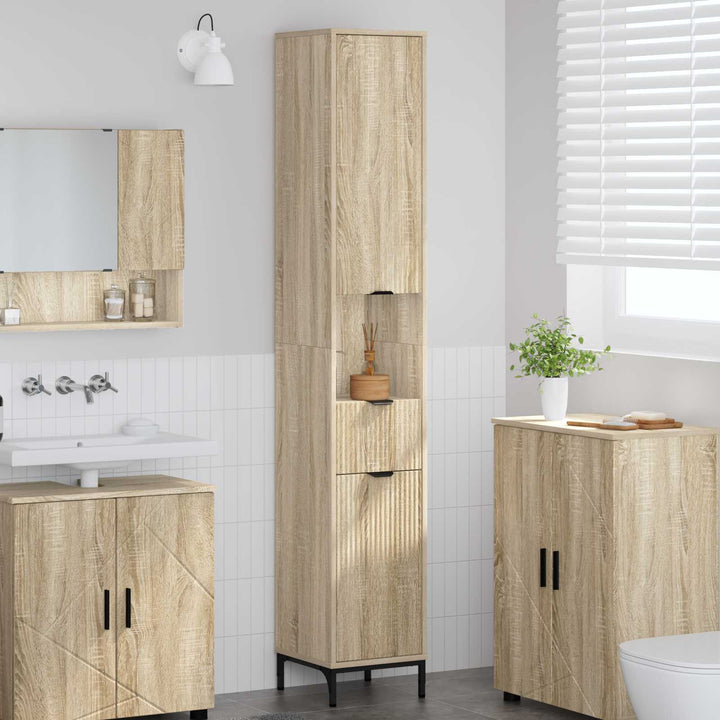 Badeværelsesskab med skuffe Sonoma eg 31,5 x 33 x 190 cm