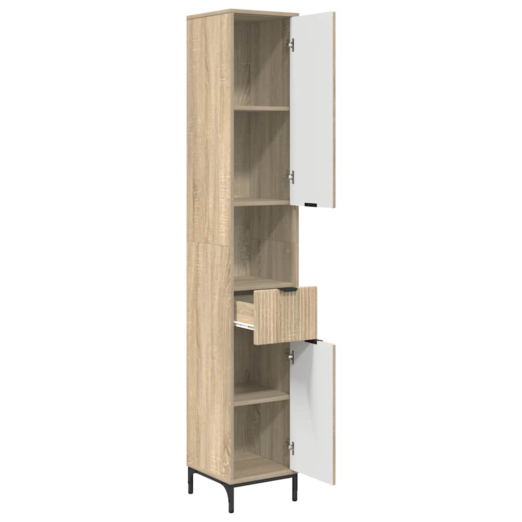 Badeværelsesskab med skuffe Sonoma eg 31,5 x 33 x 190 cm