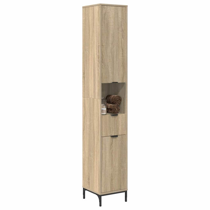 Badeværelsesskab med skuffe Sonoma eg 31,5 x 33 x 190 cm