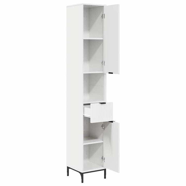 Badeværelsesskab med skuffe Høj gloss hvid 31,5 x 33 x 190 cm