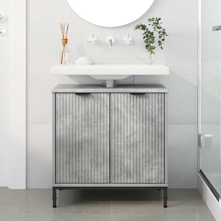 Badeværelsesskabsunder med dør Beton Grå 60,5 x 33,5 x 61 cm
