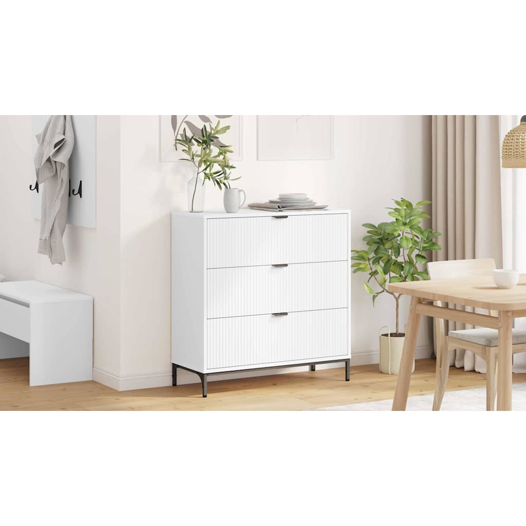 Sideboard med skuffe Hvid 79,5 x 33 x 82 cm Konstrueret træ