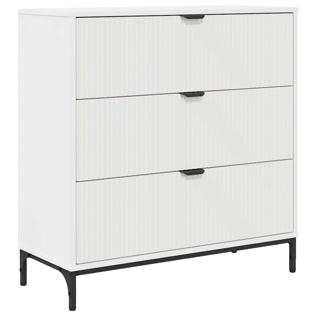 Sideboard med skuffe Hvid 79,5 x 33 x 82 cm Konstrueret træ