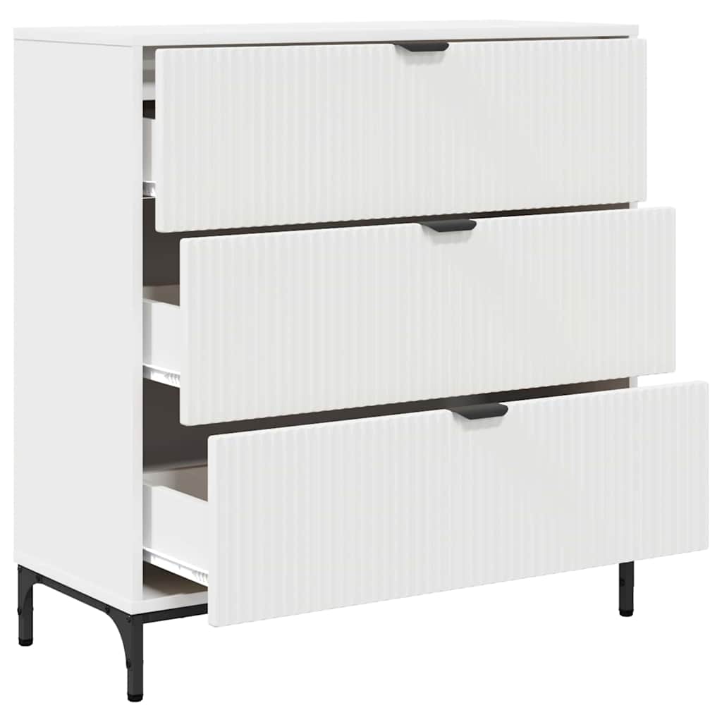 Sideboard med skuffe Hvid 79,5 x 33 x 82 cm Konstrueret træ