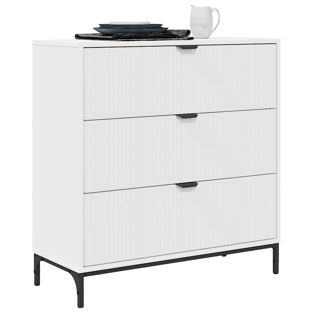 Sideboard med skuffe Hvid 79,5 x 33 x 82 cm Konstrueret træ