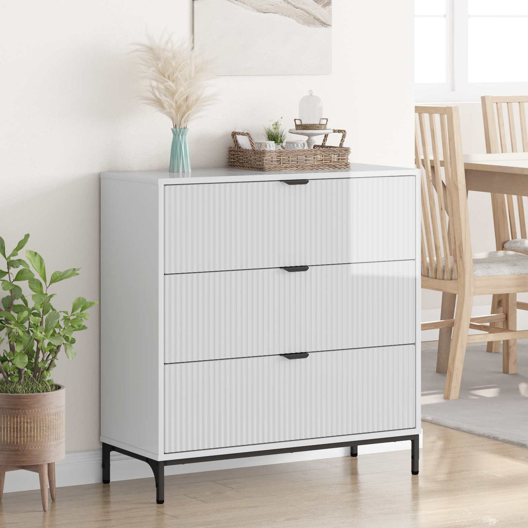 Sideboard Høj gloss hvid 79,5 x 33 x 82 cm Konstrueret træ