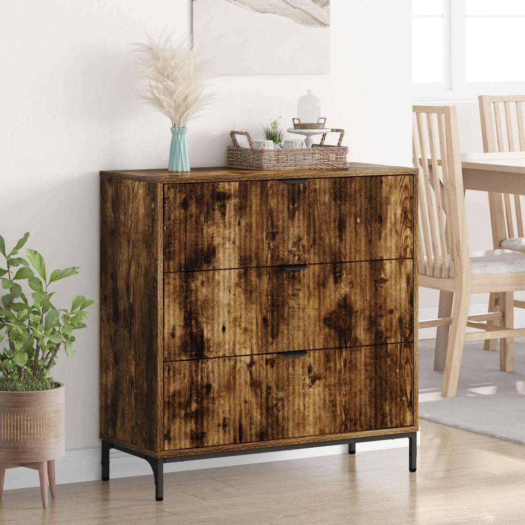 Sideboard med skuffe Røget eg 79,5 x 33 x 82 cm Konstrueret træ