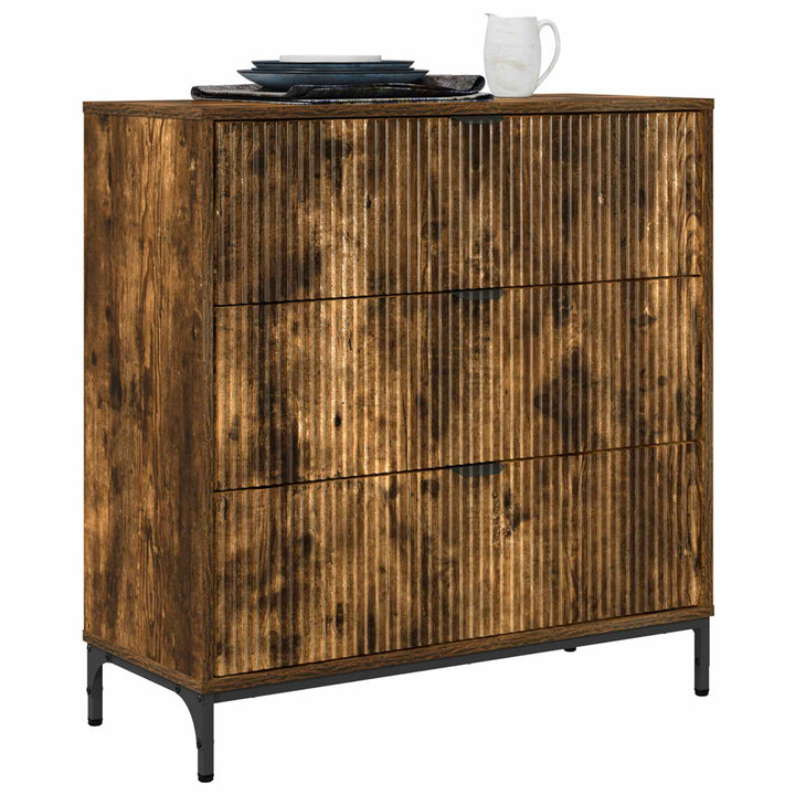 Sideboard med skuffe Røget eg 79,5 x 33 x 82 cm Konstrueret træ