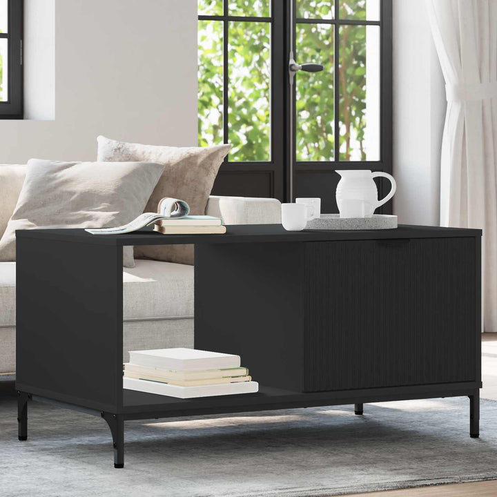 Sofabord med skuffe Sort eg 90 x 49 x 46 cm Konstrueret træ