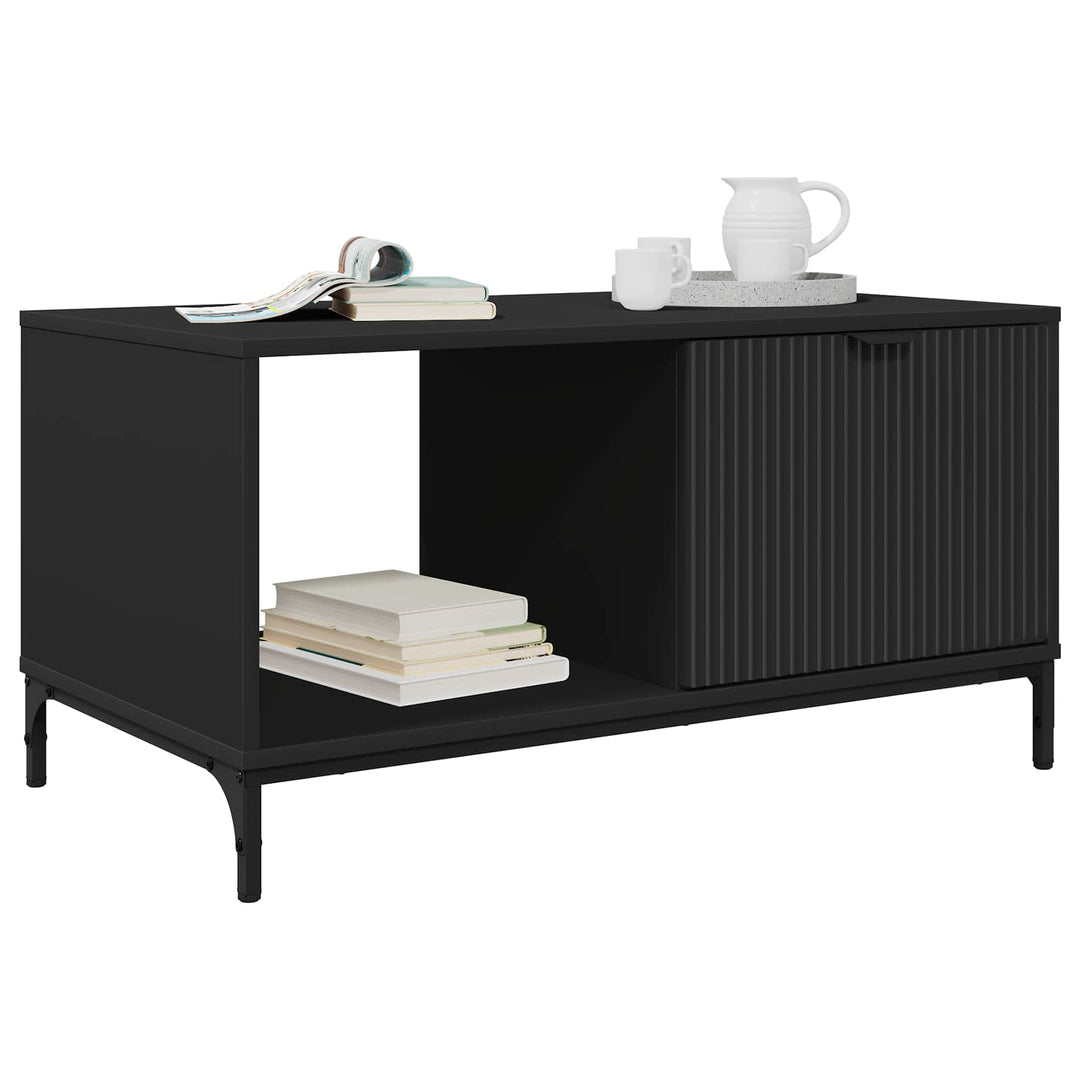 Sofabord med skuffe Sort eg 90 x 49 x 46 cm Konstrueret træ