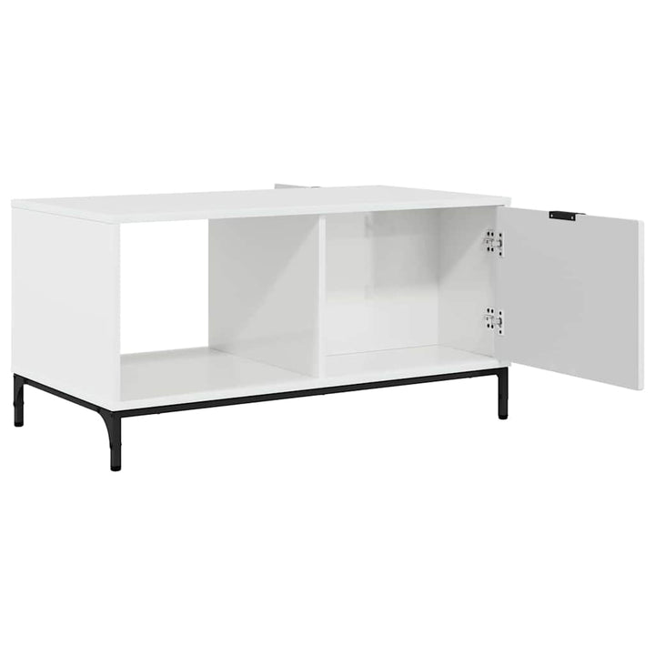 Sofabord Høj gloss hvid 90 x 49 x 46 cm Konstrueret træ