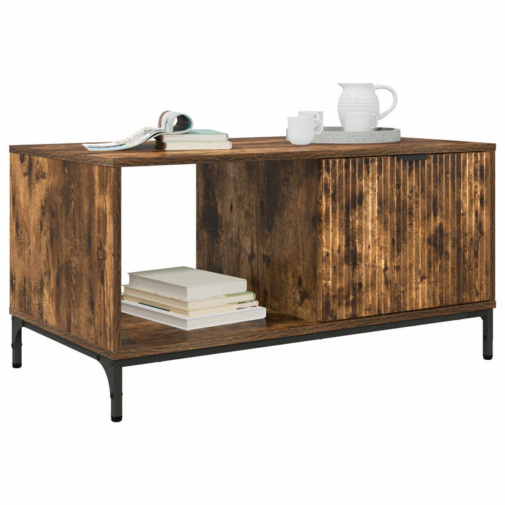 Sofabord med skuffe Røget eg 90 x 49 x 46 cm Konstrueret træ