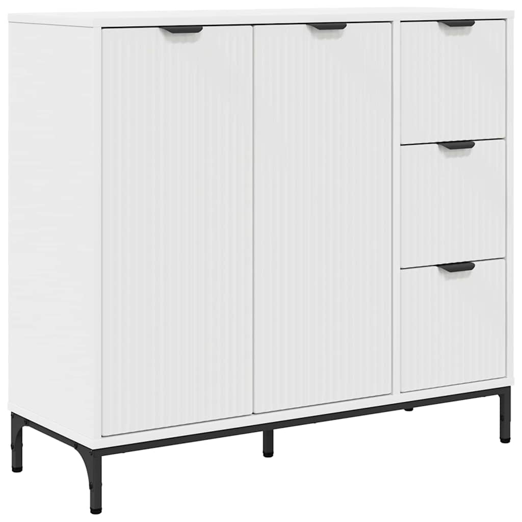 Sideboard med skuffe Hvid 89,5 x 33 x 82 cm Konstrueret træ