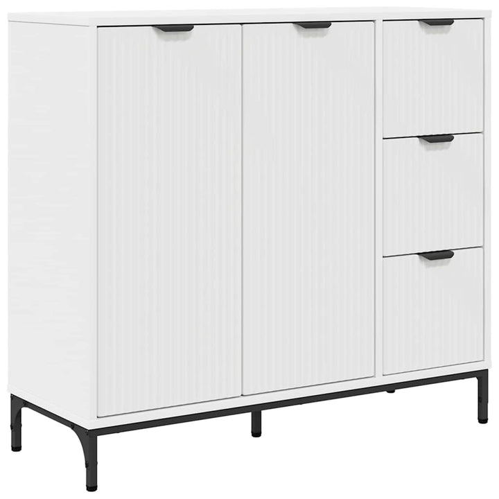 Sideboard med skuffe Hvid 89,5 x 33 x 82 cm Konstrueret træ
