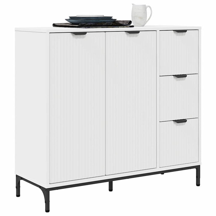 Sideboard med skuffe Hvid 89,5 x 33 x 82 cm Konstrueret træ