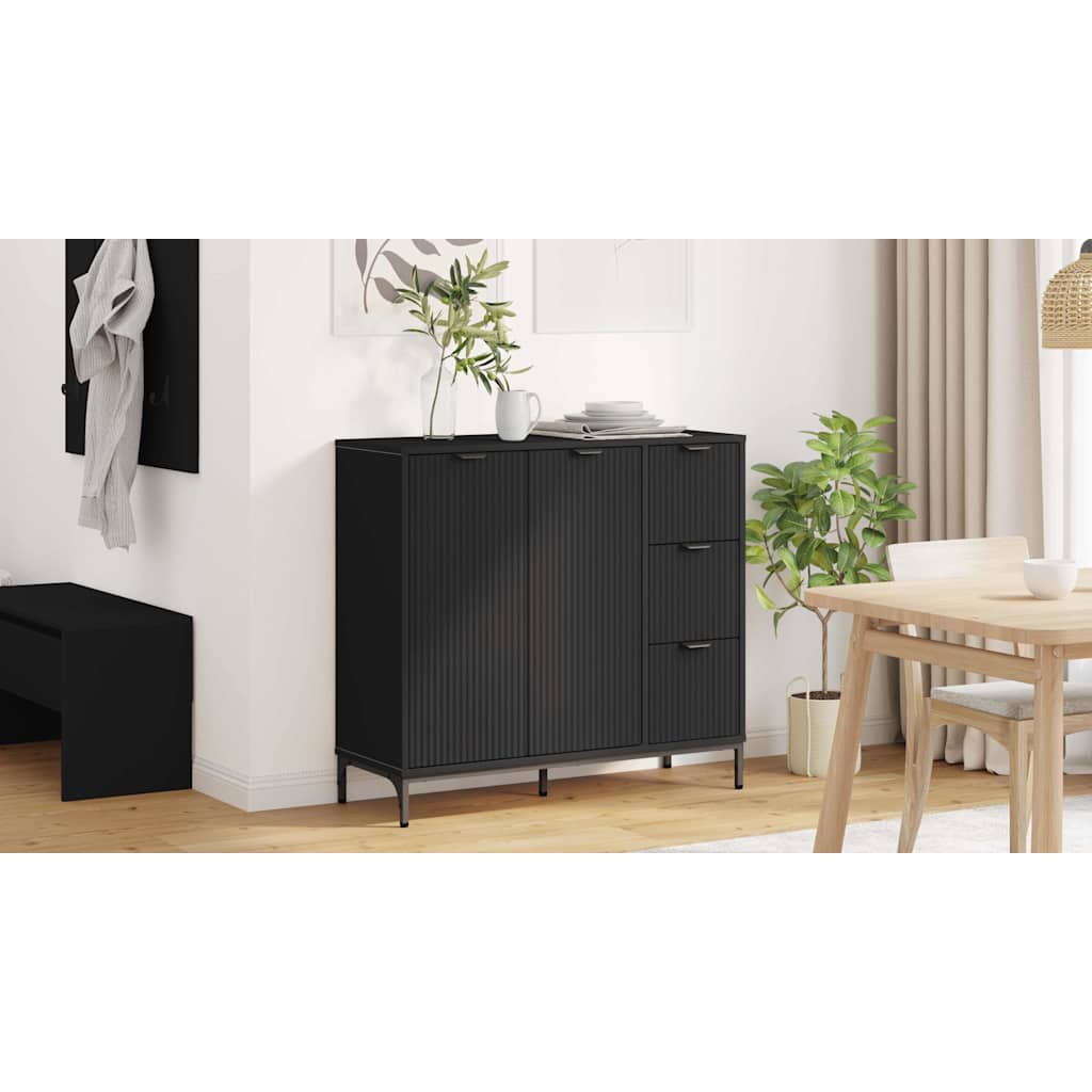 Sideboard med skuffe Sort 89,5 x 33 x 82 cm Konstrueret træ