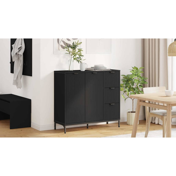 Sideboard med skuffe Sort 89,5 x 33 x 82 cm Konstrueret træ