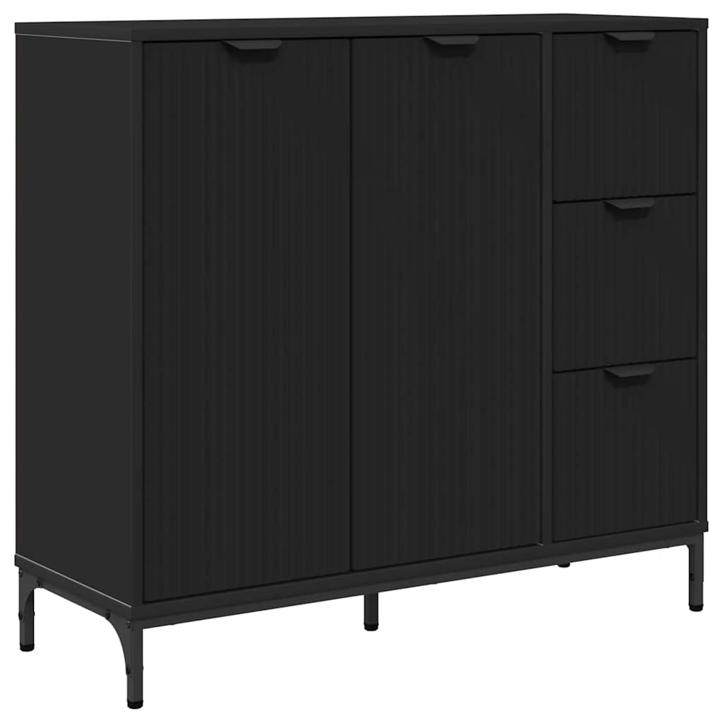 Sideboard med skuffe Sort 89,5 x 33 x 82 cm Konstrueret træ