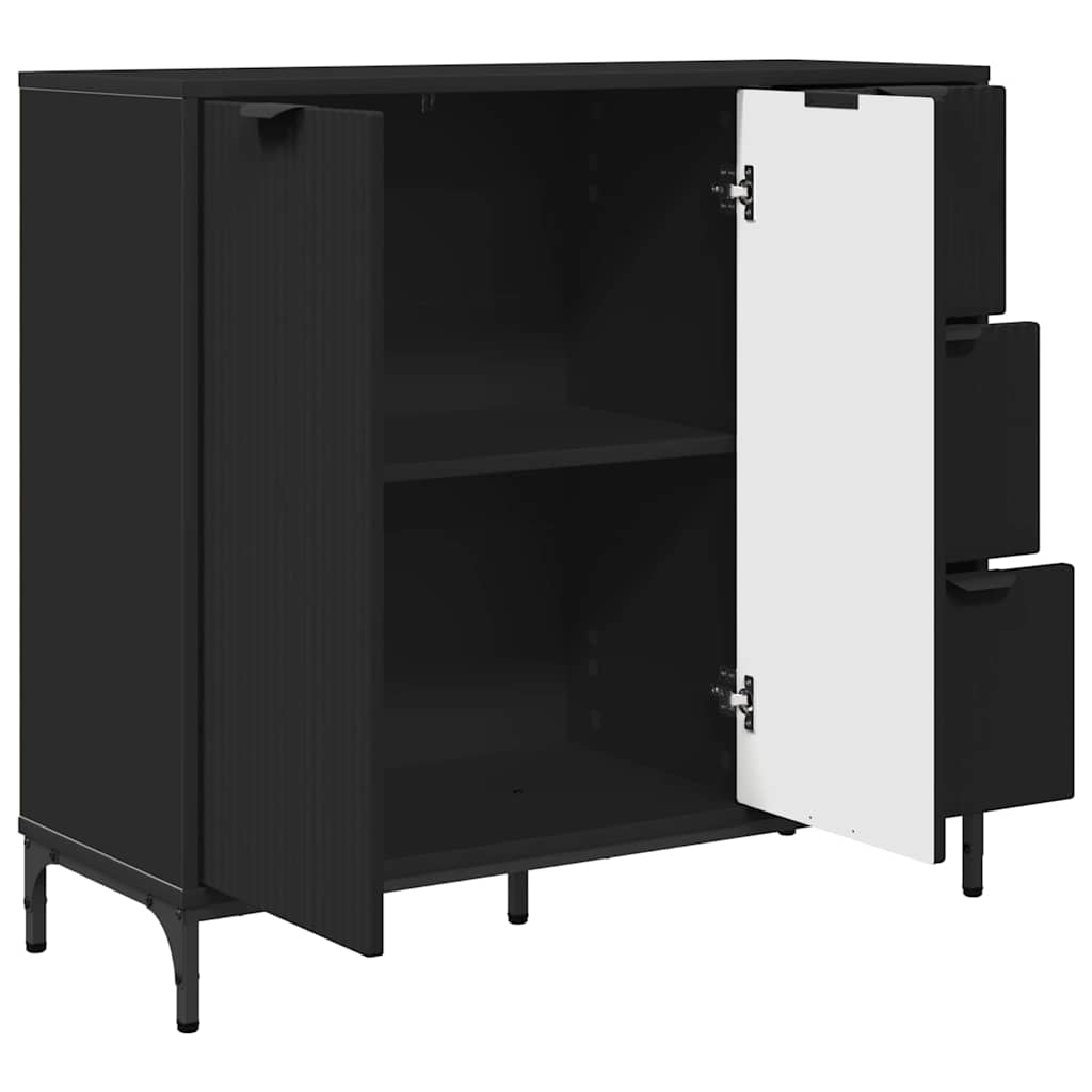 Sideboard med skuffe Sort 89,5 x 33 x 82 cm Konstrueret træ