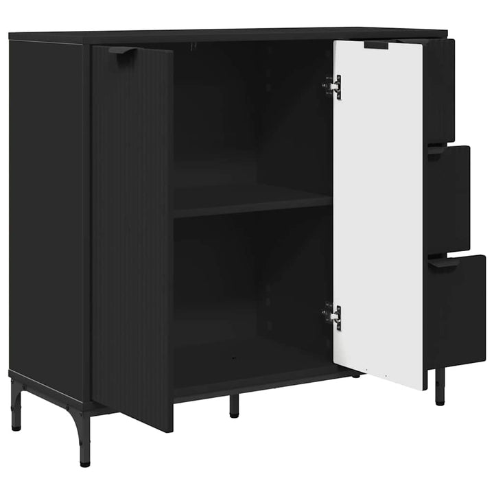 Sideboard med skuffe Sort 89,5 x 33 x 82 cm Konstrueret træ