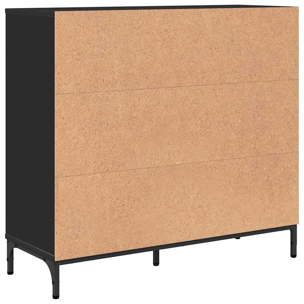 Sideboard med skuffe Sort 89,5 x 33 x 82 cm Konstrueret træ
