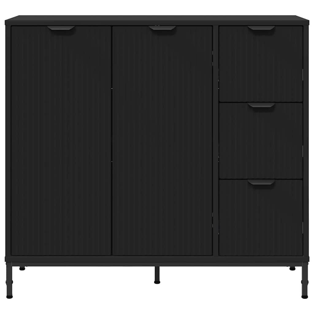 Sideboard med skuffe Sort 89,5 x 33 x 82 cm Konstrueret træ