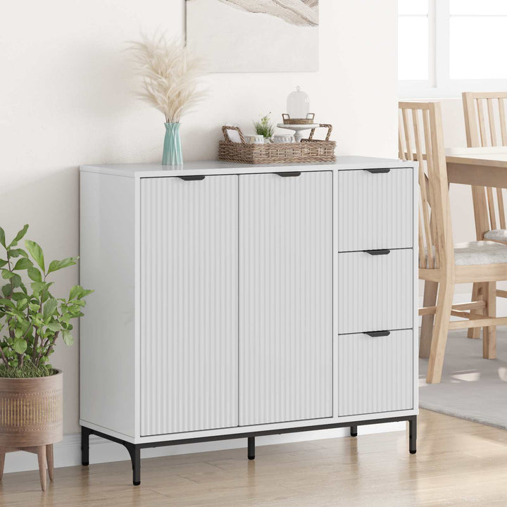 Sideboard Høj gloss hvid 89,5 x 33 x 82 cm Konstrueret træ