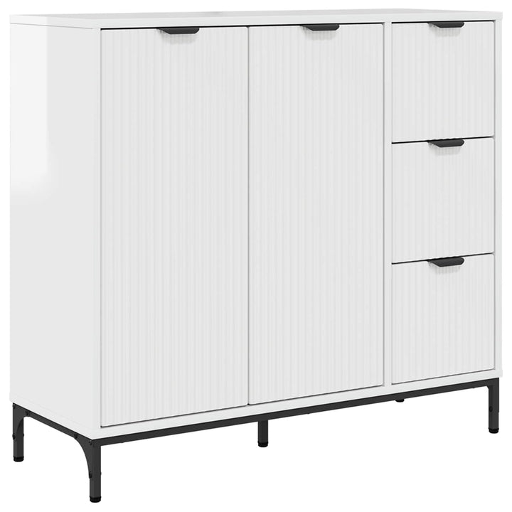 Sideboard Høj gloss hvid 89,5 x 33 x 82 cm Konstrueret træ
