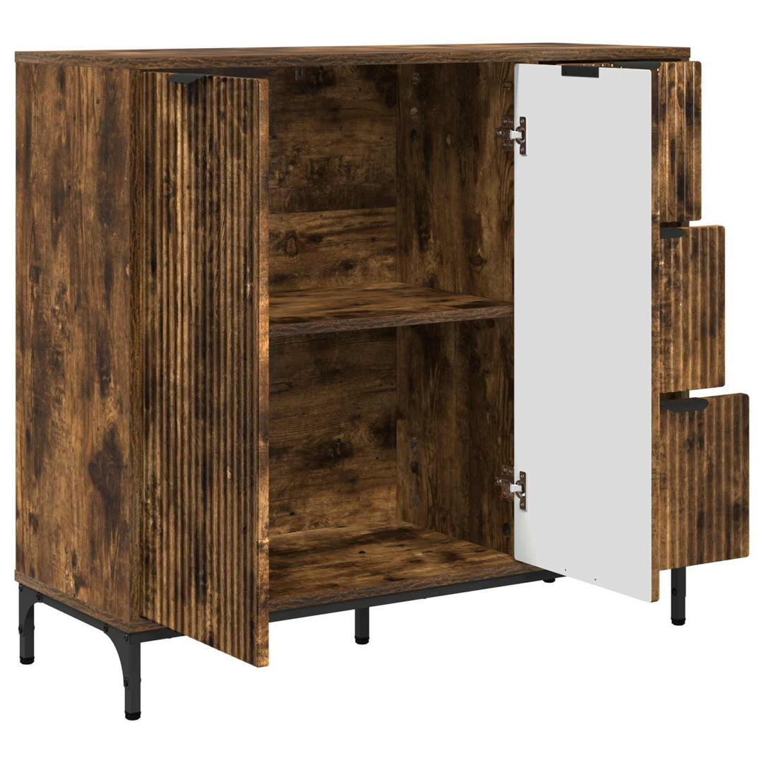 Sideboard med skuffe Røget eg 89,5 x 33 x 82 cm Konstrueret træ