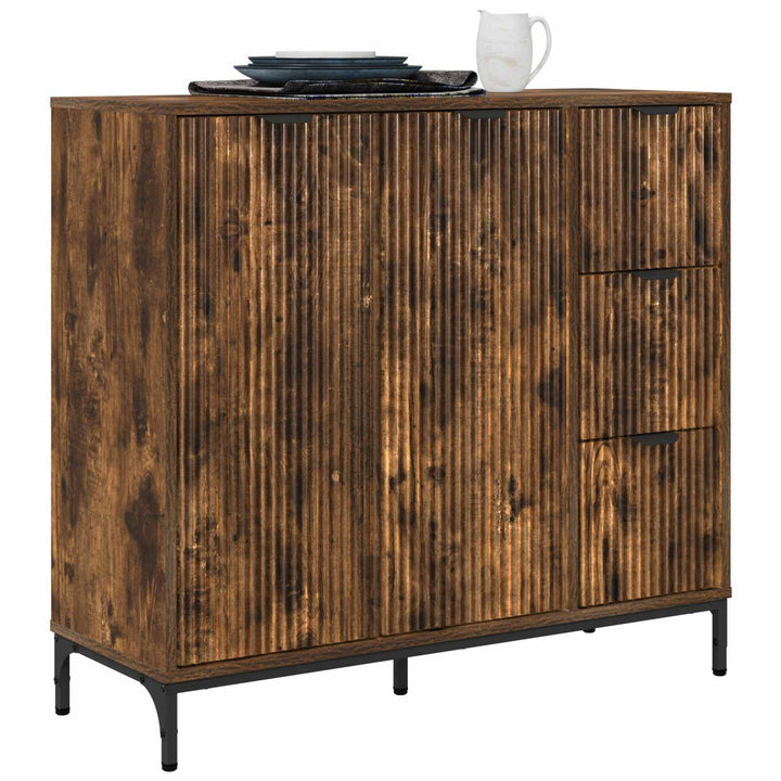 Sideboard med skuffe Røget eg 89,5 x 33 x 82 cm Konstrueret træ